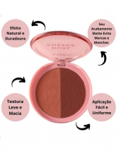 Blush Compacto Dual Cheeks Champagne e Peach Ruby Rose - Ivory e Bronze