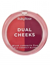 Blush Compacto Dual Cheeks Champagne e Peach Ruby Rose - Rosewood e Plum