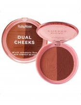 Blush Compacto Dual Cheeks Champagne e Peach Ruby Rose - Ivory e Bronze