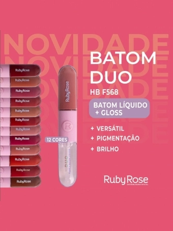 Batom E Gloss Liquido Duo Rubyrose