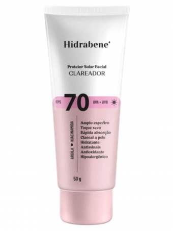 Protetor Solar Facial FPS 70 Hidrabene Clareador 50g