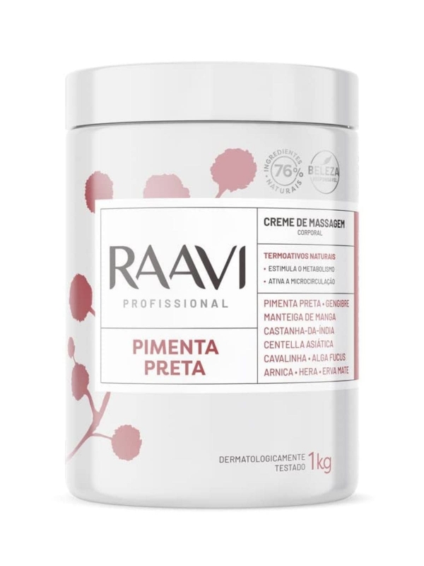 Creme de Massagem Corporal Raavi Pimenta Preta 1kg