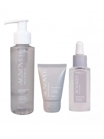 Kit Acnover Sabonete, Sérum e Gel Antiacne Ruby Rose