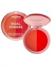 Blush Compacto Dual Cheeks Champagne e Peach Ruby Rose - Nectar e Scarlet