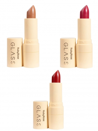 Trio Batom Velvety BG01,BG07 e BG08 Ruby Rose Glass