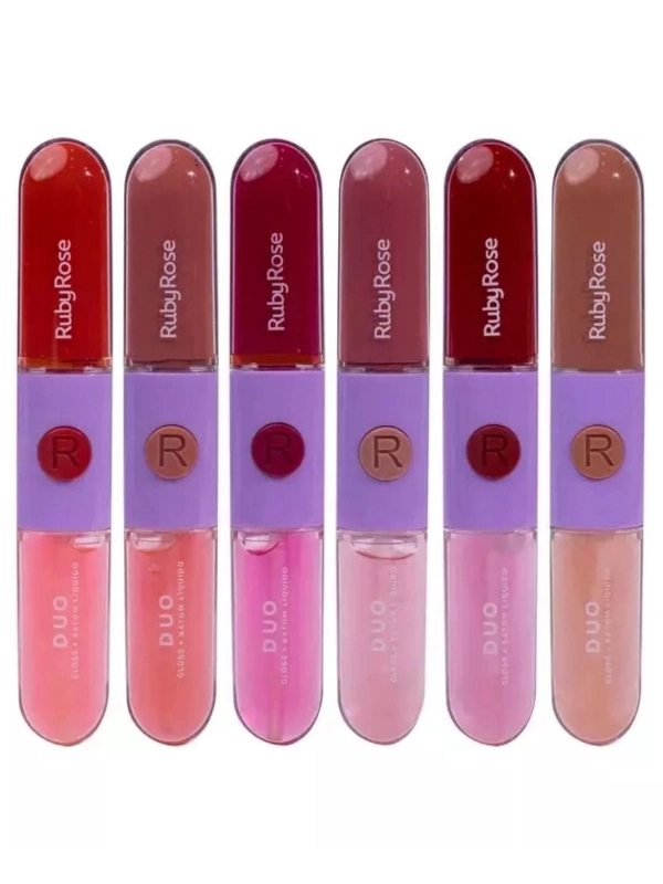 Batom E Gloss Liquido Duo Rubyrose