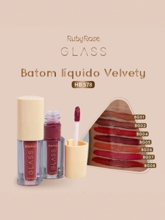 Batom Liquido Velvety Glass Ruby Rose