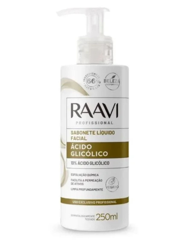 Sabonete Facial Ácido Glicólico 10% Raavi 250ml