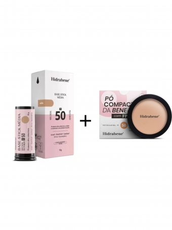 Base Stick FPS 50 Média + Pó Compacto FPS 50 Médio Hidrabene