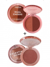 Combo Blush Compacto Dual Cheeks 7-8 e Iluminador Celestial Shine Glowing Embers Ruby Rose